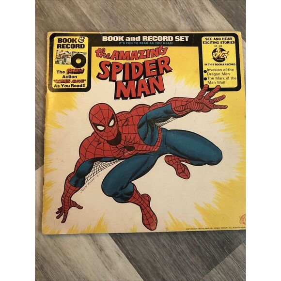 33 1/3 RPM L.P. Marvel Comics Spiderman Book  and Record set,1977. Read - Picture 1 of 16